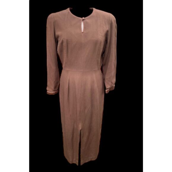 Vintage Ann Tobias Midi Dress Sz. 10 Y2K, 1990’s Long Sleeve,  Back Zip - Picture 2 of 7